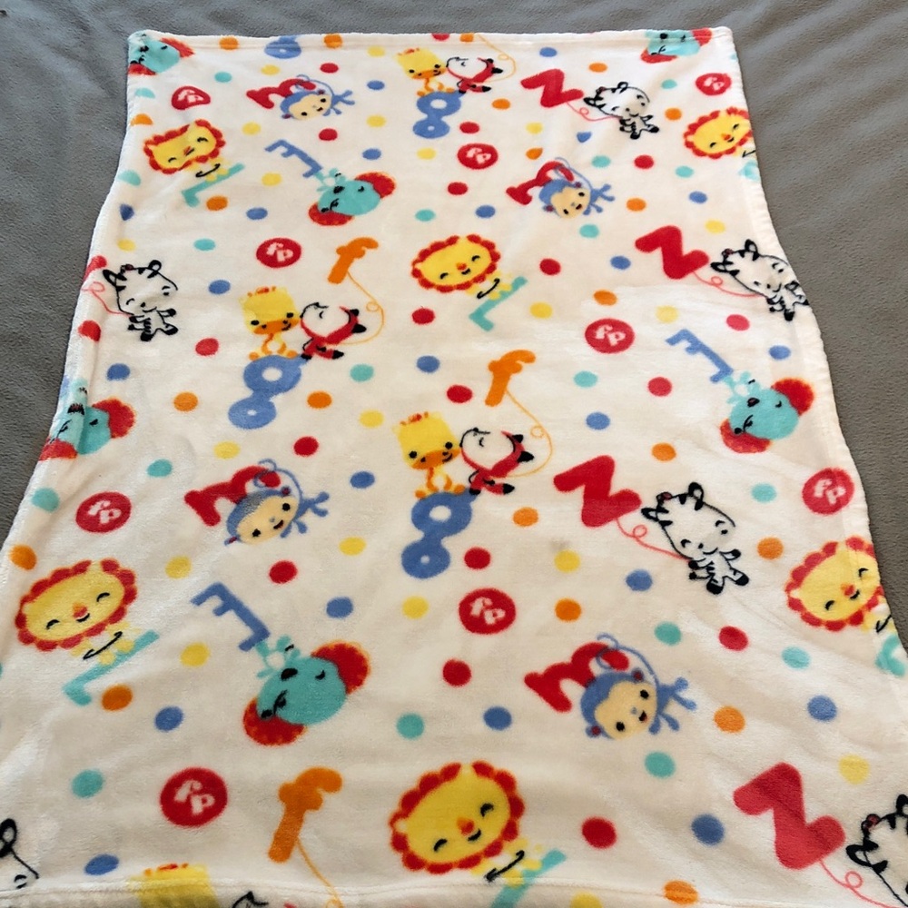 2016 Fisher Price Baby Blanket Alphabet Zoo Animals Polka‎ Dots Primary Colors